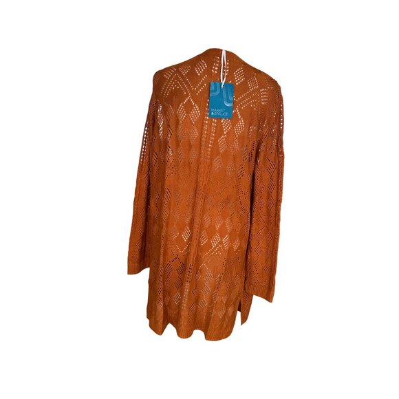 Market & Spruce Cardigan Women's Open Front Loose Knit With Pockets Crochet NWT - Picture 2 of 6
